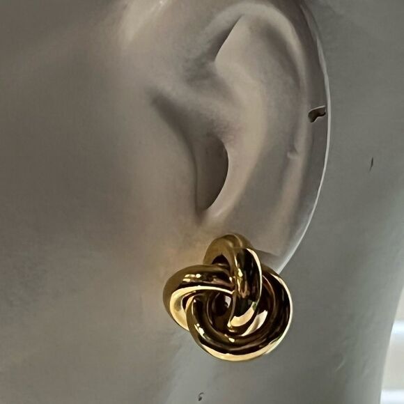 Bundle Sale 3 for $15 | Two Pair Gold Tone Knot Earrings Small & Large - Picture 5 of 12
